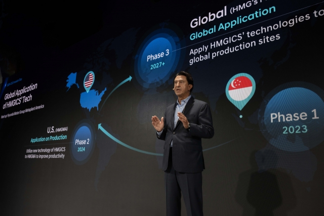 Jose Munoz, recently promoted to CEO and president of Hyundai Motor Company on Nov. 15, outlines the company’s global production strategy during Hyundai’s CEO Investor Day held in August. (Hyundai Motor Company)