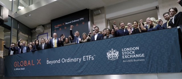 A closing bell ceremony for Mirae Asset's Global X EU is held at the London stock exchange on Sept. 1, 2023. (Mirae Asset Global Investments)